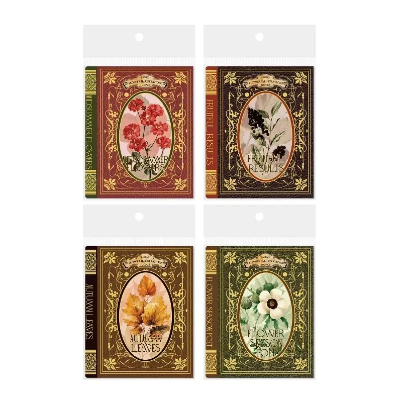 100Sheets pack vintage PET Sticker pack Flower illustrated series large portion plant handbook DIY Supplies Scrapbook 145*97mm