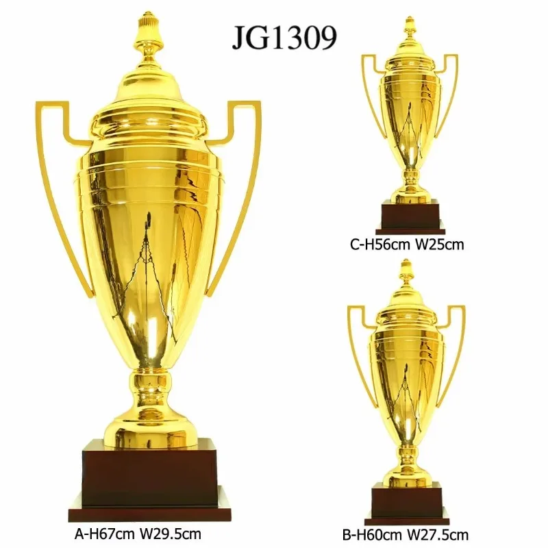 JG-1309 67cm 60cm 56cm Custom Award Trophy with Wooden Basement from Personalized Trophy Supplier for Corporate Awards Ceremony