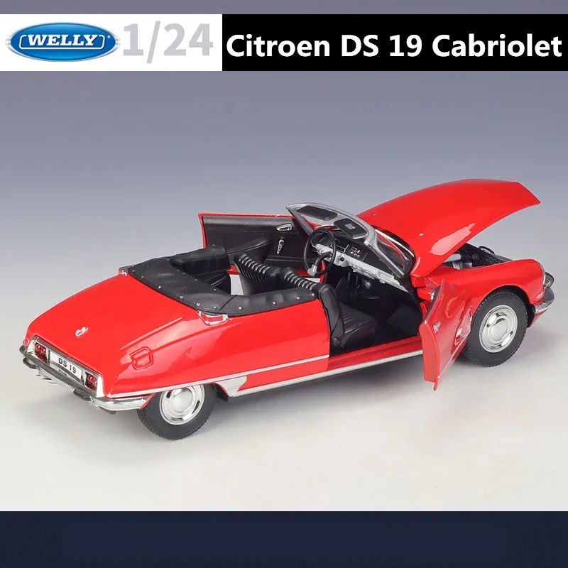 WELLY 1:24 Citroen DS 19 Cabriolet Alloy Classic Car Model Diecasts Toy Metal Sports Car Model Simulation Collection Gifts