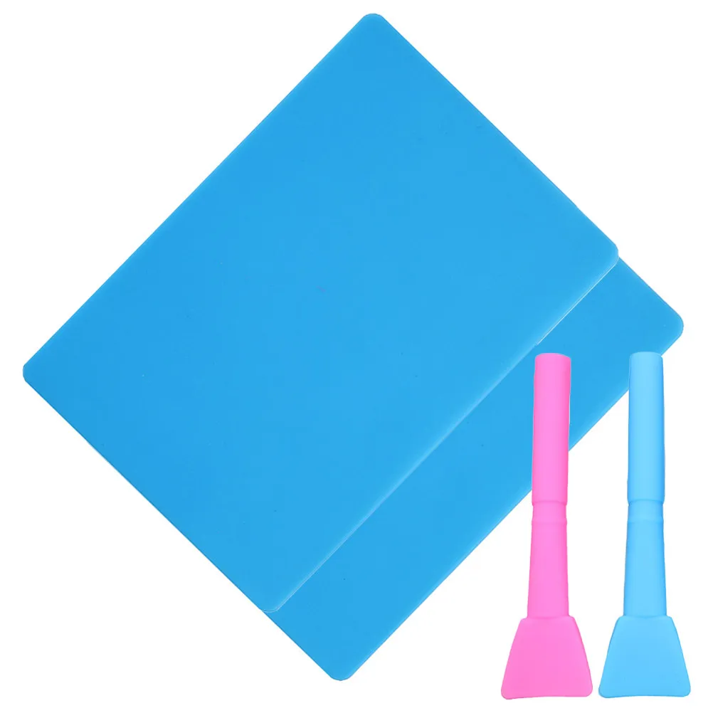 

4pcs Silicone Mold Set For Diy Resin Art Craft Jewelry Casting Cup Turner Includes Stirring Rod Blue Pink 2 Pads Silicone Mat