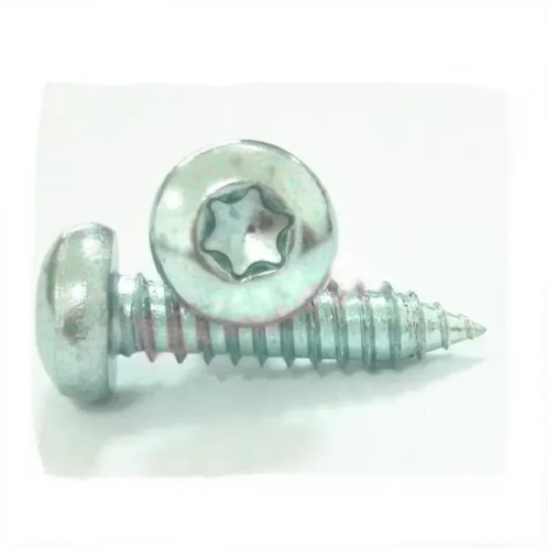 

llxUUThu 50pcs M4.2x9.5mm carbon steel bule white zine round head hexgonal six stars plum self-tapping screws