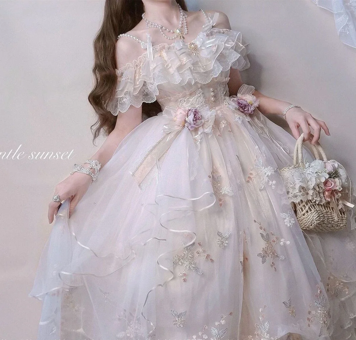 Retro splendido Lolita Jsk Dress donna giapponese dolce pizzo ricamo floreale principessa abiti da sposa ragazze Cute Party Vestidos