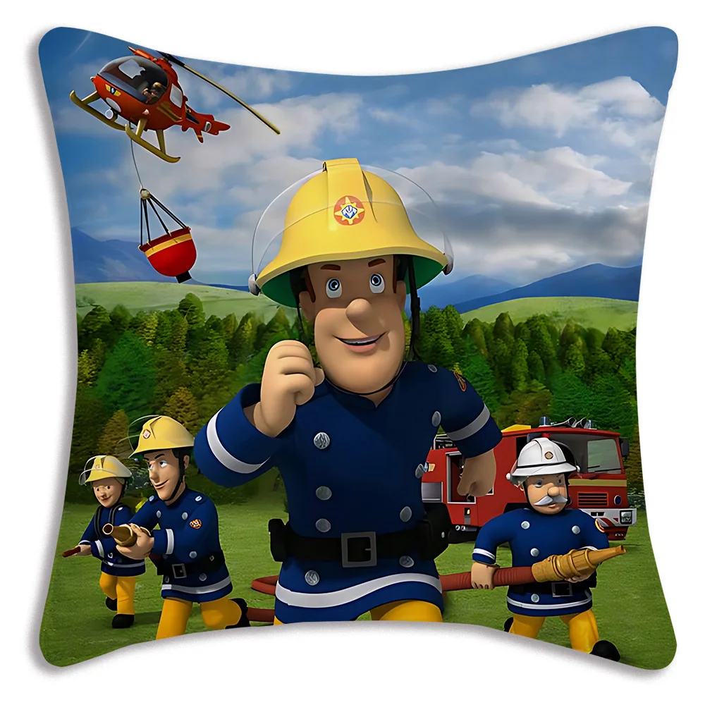 Pillow Covers Cartoon Firemans sams Sofa Decorative Home Double-sided Printing Short Plush Cute Cushion Cover