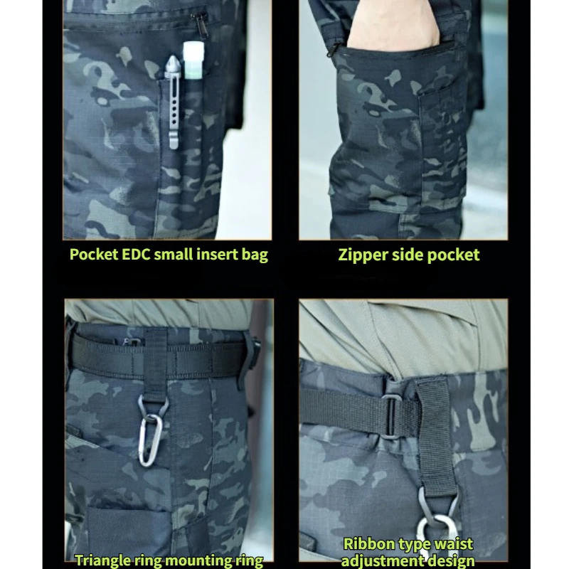 Gargo de combate táctico para hombre, pantalones elásticos para acampar, senderismo, Trekking, escalada al aire libre, pantalones de gran tamaño de secado rápido, primavera y otoño