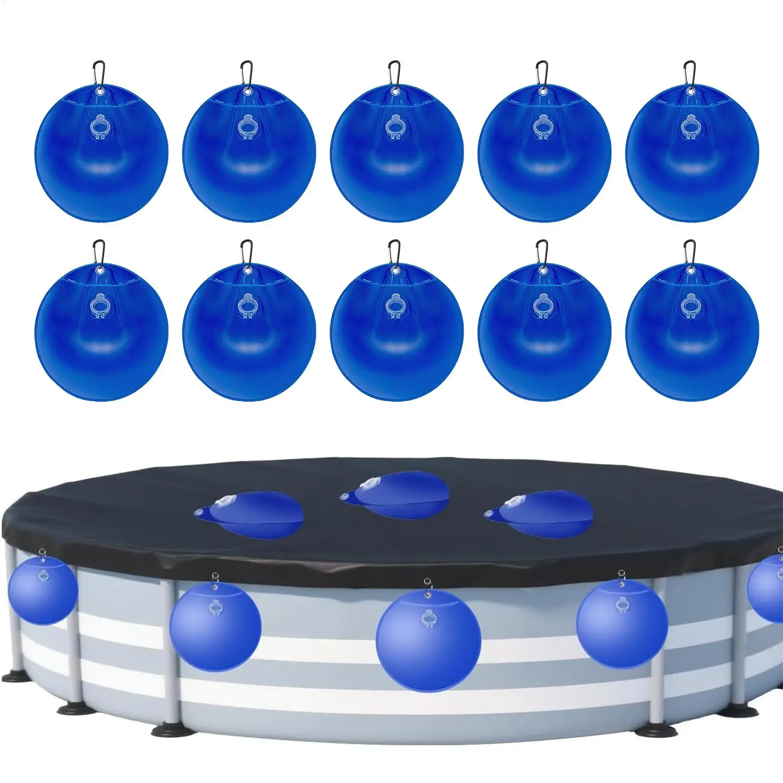 

Pool Cover Weights 10 Pieces Water Bags With Buckle For Pool Swimming Tub Weights For Poolside Backyard Garden Winter Ground