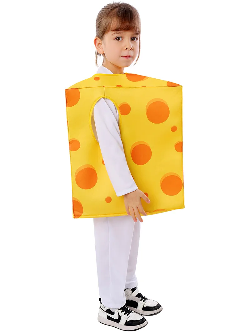 Unisex Kids Funny Food Cosplay Outfit Meisje Gele Spray Kaas Kind Kostuum Voor 2024 Halloween Purim Carnaval