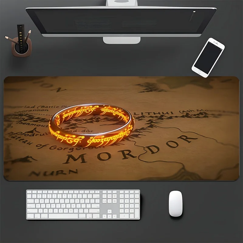 

Ring patterned mouse pad with non-slip and washable rubber table and precise edge locking desktop accessories