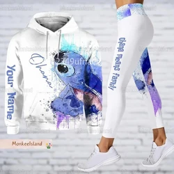 Disney-Ensemble de leggings et sweat à capuche Stitch pour femme, pantalon de yoga 3D, pantalon de survêtement, mode, sport, Halloween