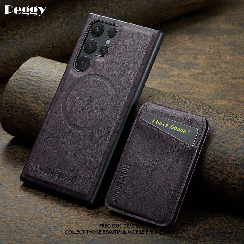 For Samsung Galaxy S24 S22 S23 Ultra FE Case Leather Magnetic Phone Cover With Magsafe Protection Phone Covers Shockproof Fundas