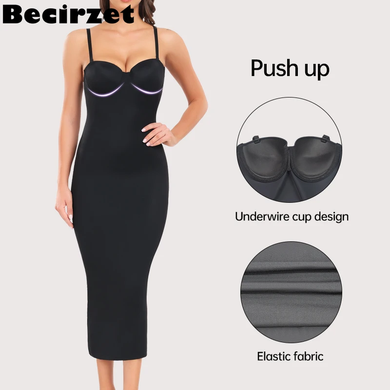 Becirzet Shapewear Body Shaper Women Butt Lifter Tummy Control Slimming Underwear Push Up Bra Hemline Split Dress