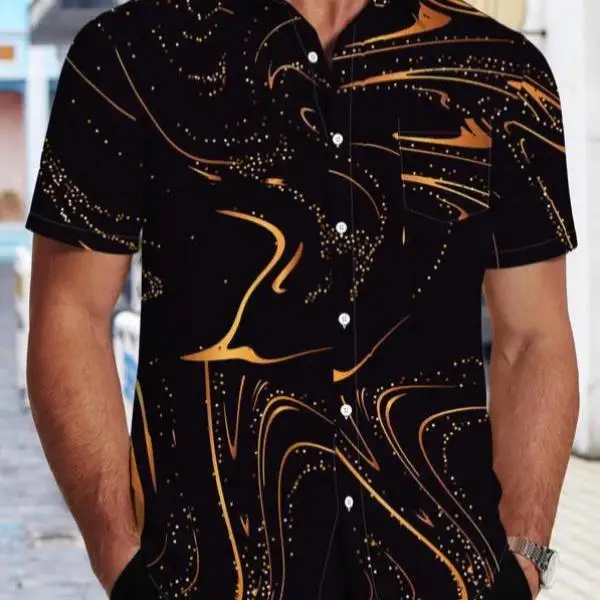 

Мужская стандартная посадка irt с золотой фольгой и принтом из искусственной кожи ort Sve Воротник Внутренняя одежда Не железо Устойчивость к деформации...