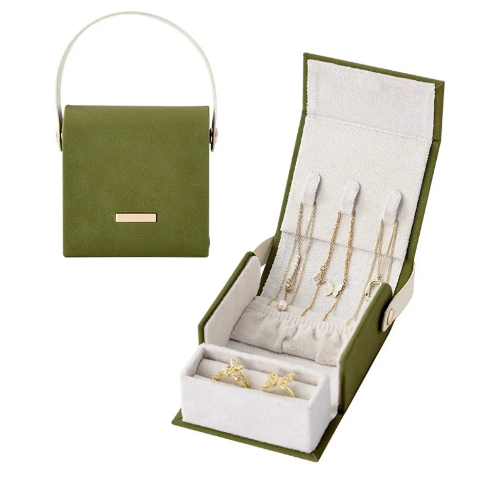 

Hand-Held Jewelry Packing Bag PU Leather Rings Necklace Earrings Storage Case Organizer Handbag Appearance Jewelry Display Box