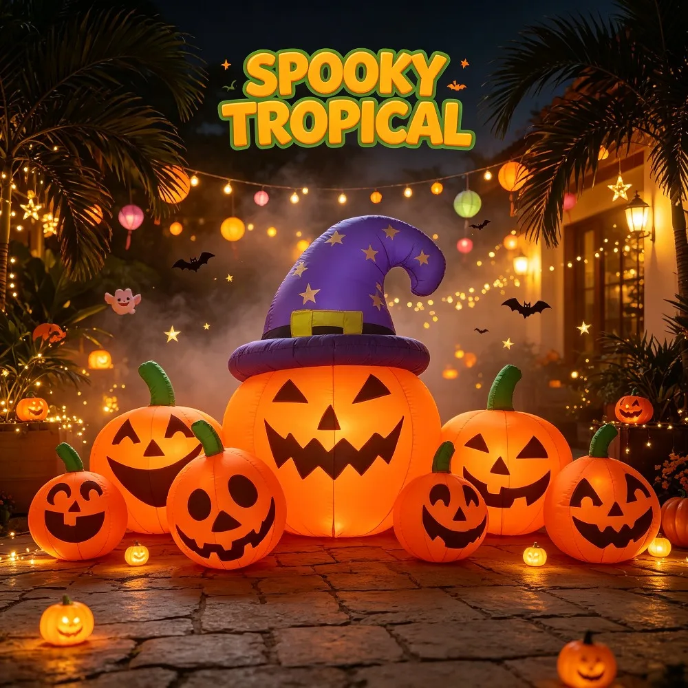Inflatable Model Halloween Pumpkin Patch Outdoor Holiday Decor Waterproof Multi Jack O Lantern Accent for Yard Lawn Outdoor Use