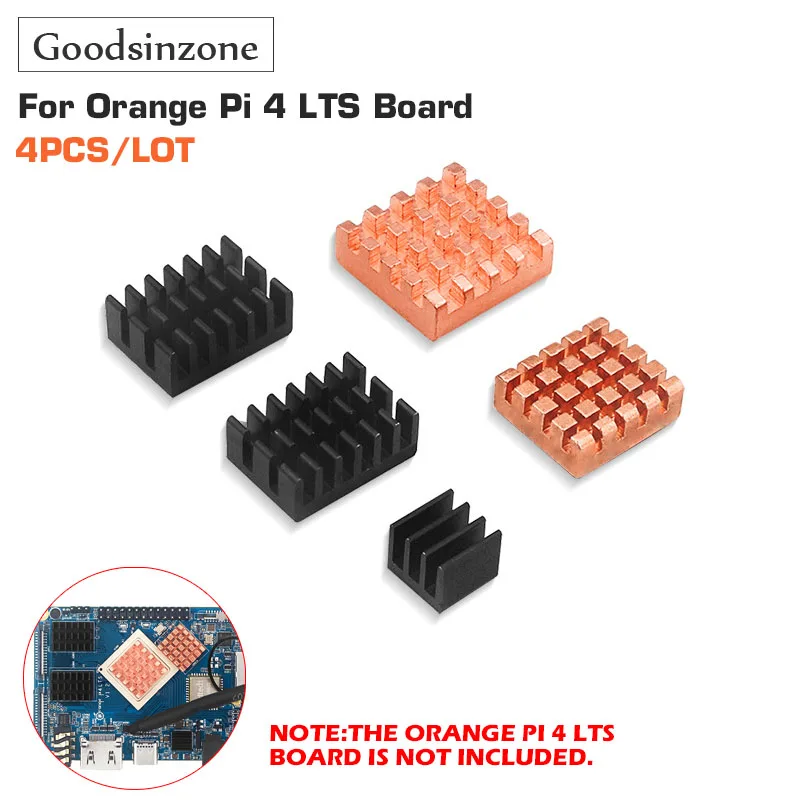 

5Pieces/lot Copper Heatsink Kit For Orange Pi 4 LTS(4Piece/lot) w/ Thermal Conductive Adhesive Tape, Cooler for Orange Pi 4 LTS