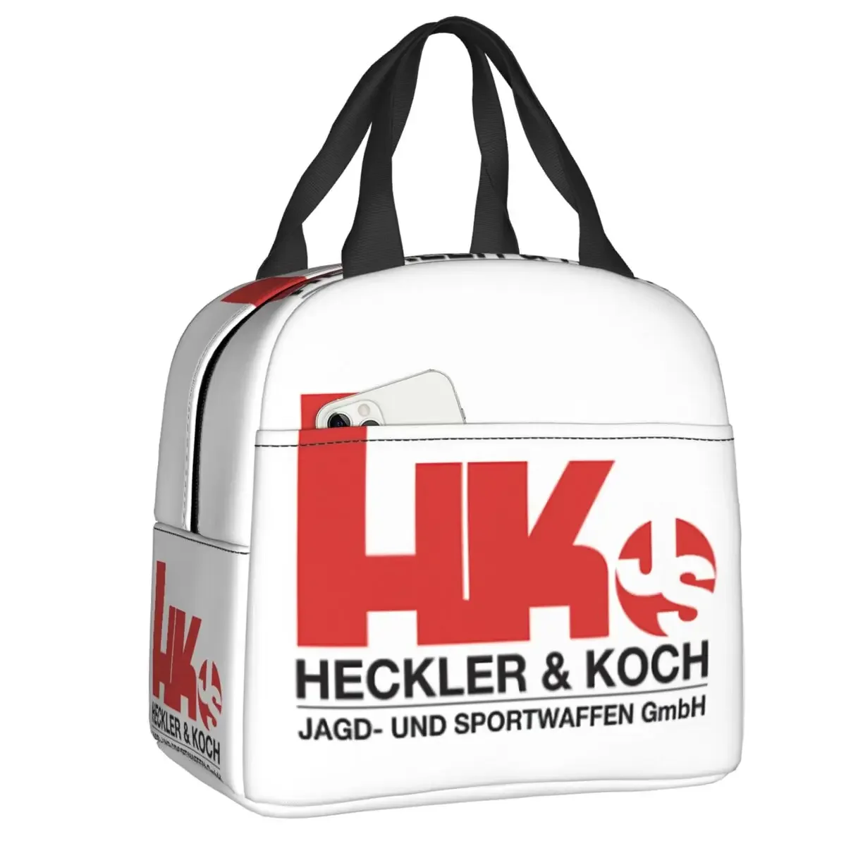 Custom HK Heckler Firearms Koch Gun Lunch Bag Women Cooler Warm Insulated Lunch Box for Kids School