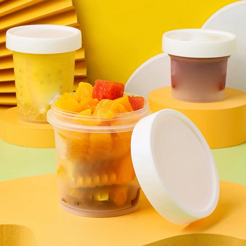 1Pcs Transparent Fruit Takeaway Lunch Box Breakfast Dessert Fruit Oatmeal Yogurt Salad Cup With Lid Food Storage Bento Box