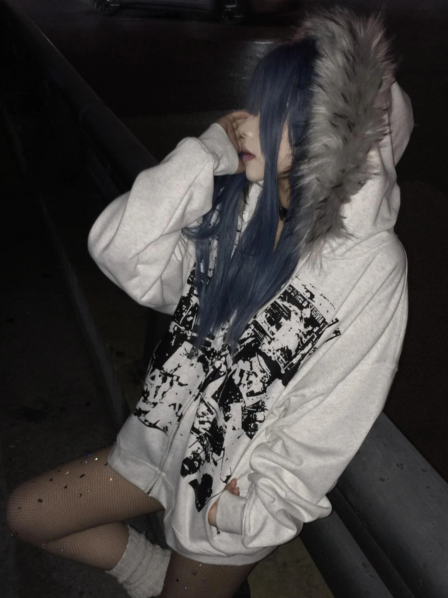 Americké vintage kabáty z umělé kožešiny s kapucí, dámské mikiny s kapucí a gotický styl Harajuku, punk, emo, mikiny a bunda - náhled 2