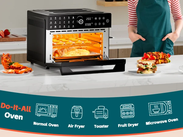 30L Large Capacity Dual Cook Air Fryer Oven Tabletop Electric Oven 16 Preset Functions for Home Pizza Chicken Cooking