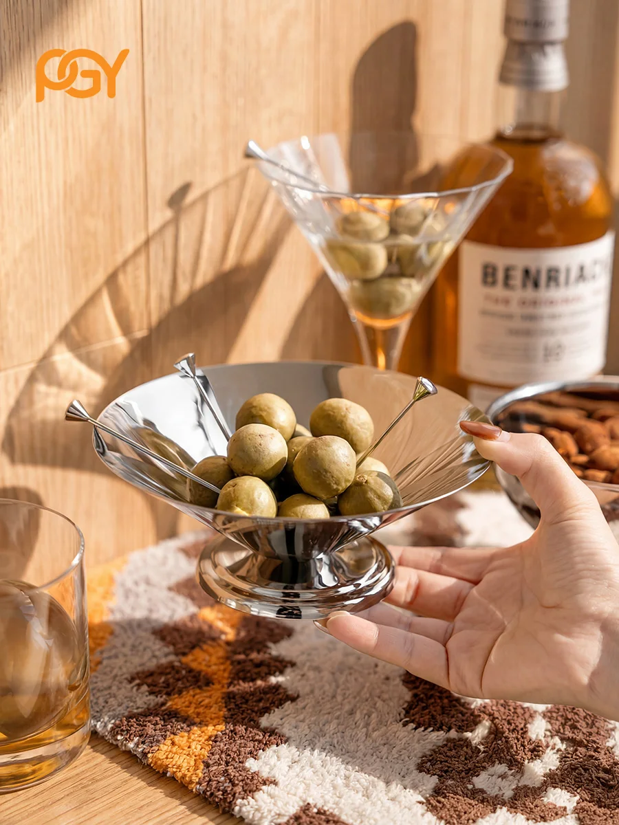 

Stainless Steel Footed Snack Bowl, Silver Footed Dish, Mirror Polished Conical Dessert Cup for Nuts, Olives, Ice Cream & Fruit