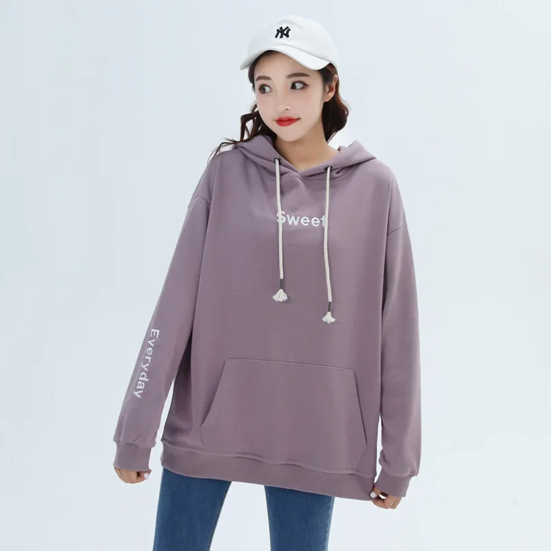 2024 New Spring and Autumn Women Long Sleeve Black Pink Hoodies Sweatshirt Casual Hooded Ladies Coats