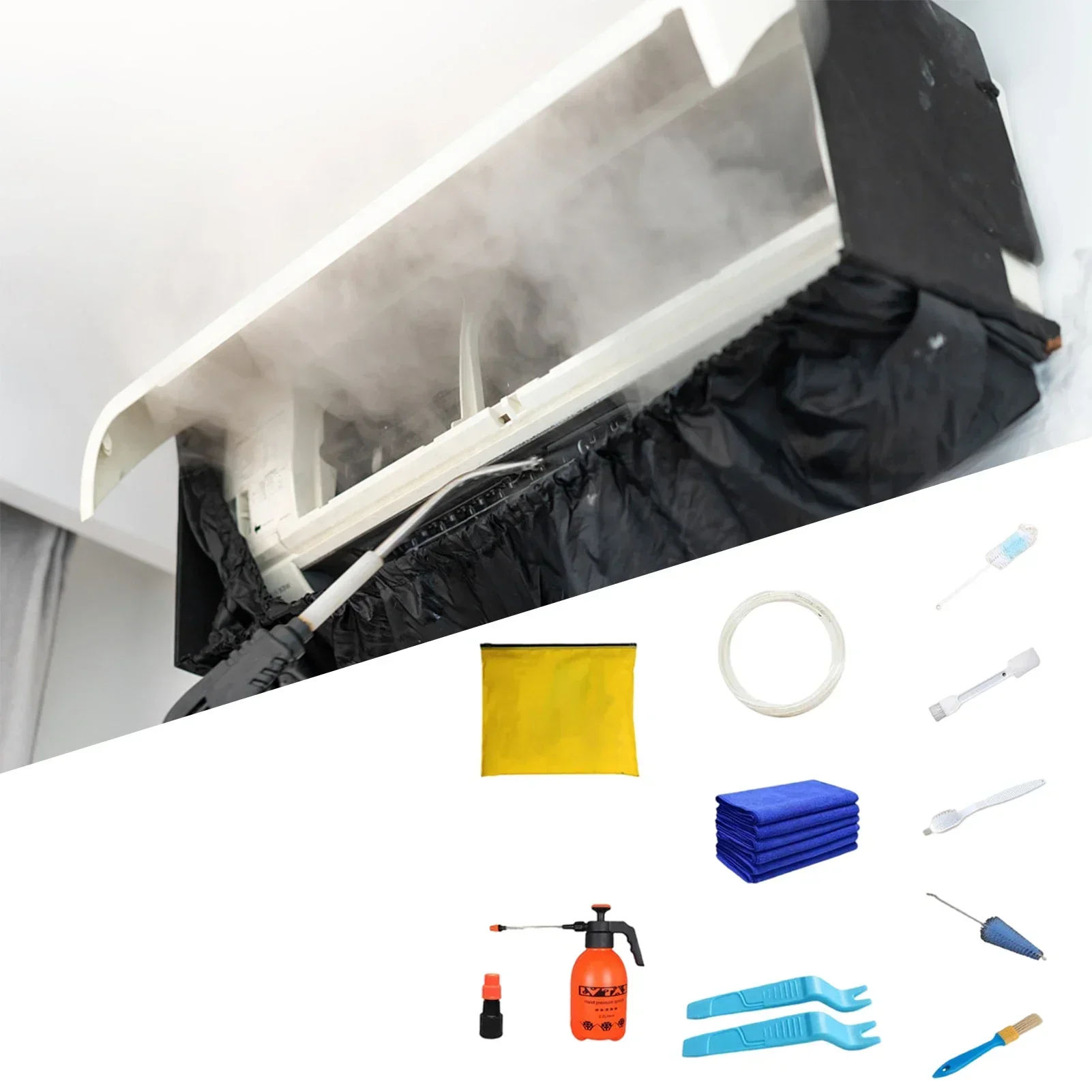 12pcs Air Conditioner Cleaning Cover Kit with Clean Tools Waterproof Dust Protection Bag Conditioning Cleaner Home Set 24000btu