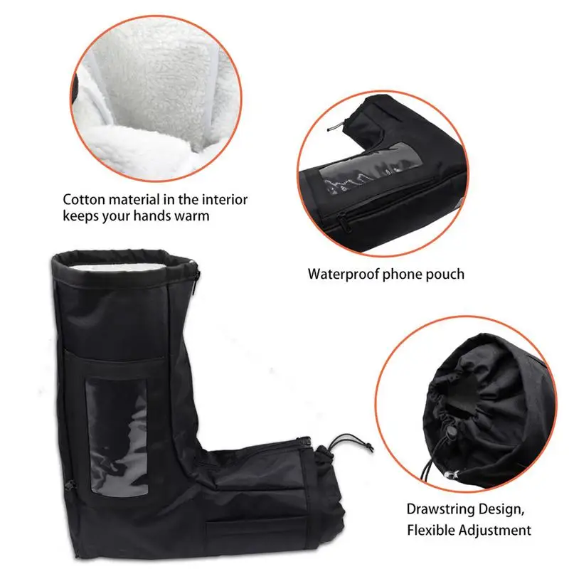 Snowmobile Hand Covers Hand Warmer Wind-Breaking Guard Thermal Cover Snowmobile Gloves Handlebar Mittens Handle Grip Gloves