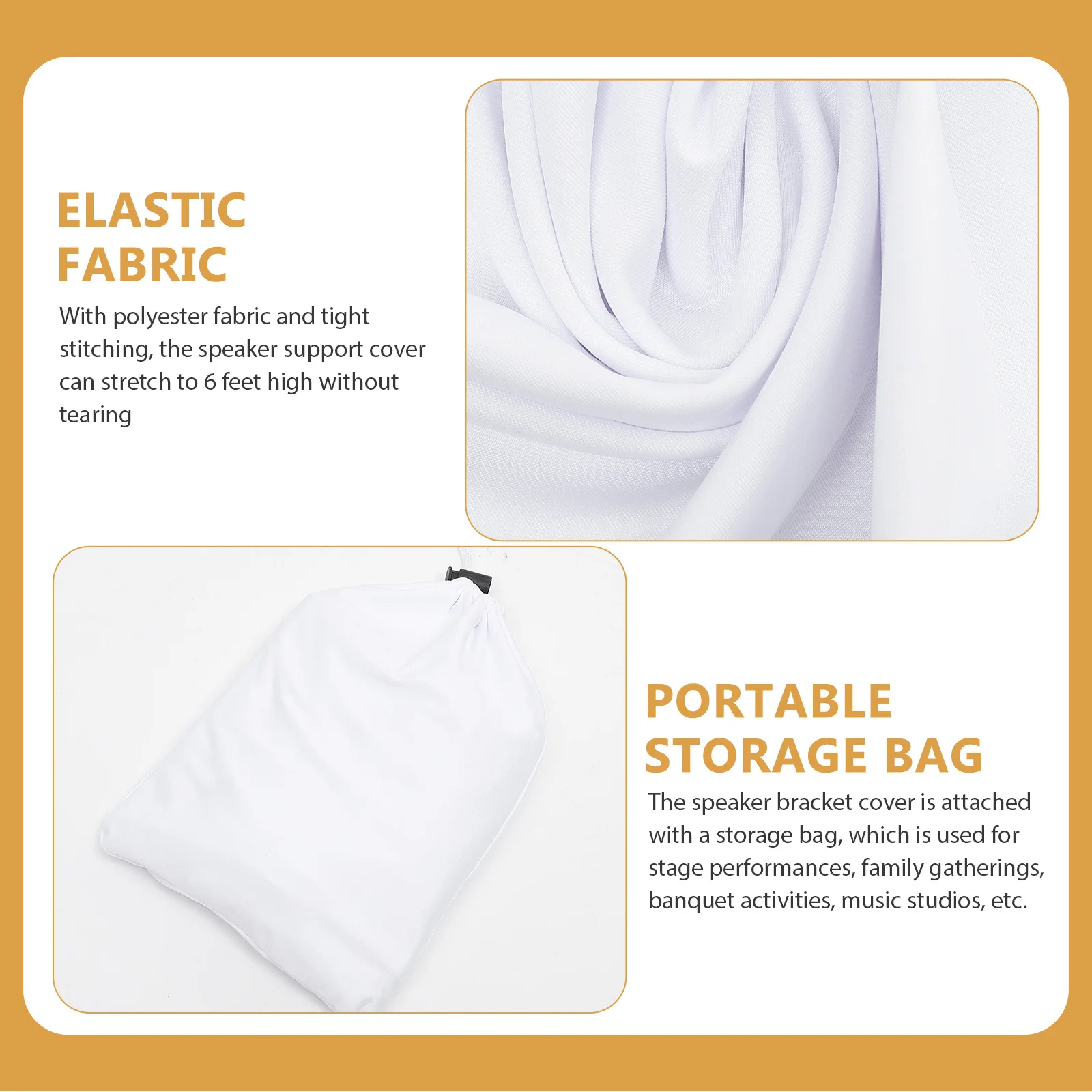 

2Pcs Speaker Stand Cover Premium Polyester Stretchable Fits Most Tripods Banquet Wedding Decoration Stage Accessory Tool