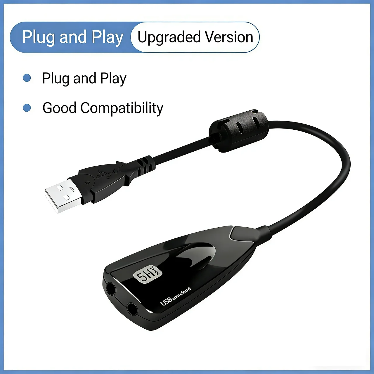 5HV2 Stereo 7.1 Channel with Cable Sound Card USB Sound Card Computer Games Dedicated External High-End Sound Card