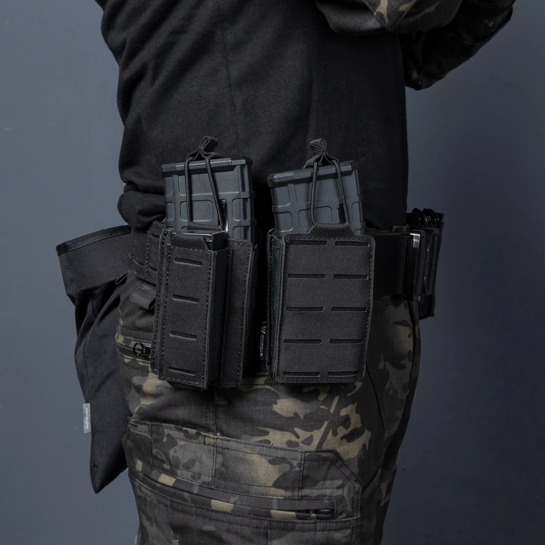 IDOGEAR Tactical LSR 9mm 556 Mag Pouch Double Mag Carrier Single MOLLE Pouch Laser Cut open top 3569