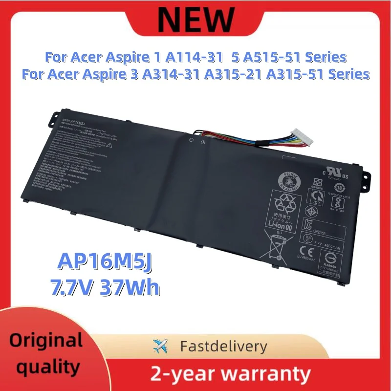 New AP16M5J 7.7V 37Wh Laptop Battery For Acer Aspire 1 A114-31 3 A314-31 A315-21 A515-51 KT.00205.004 KT.00205.005 2ICP4/80/104