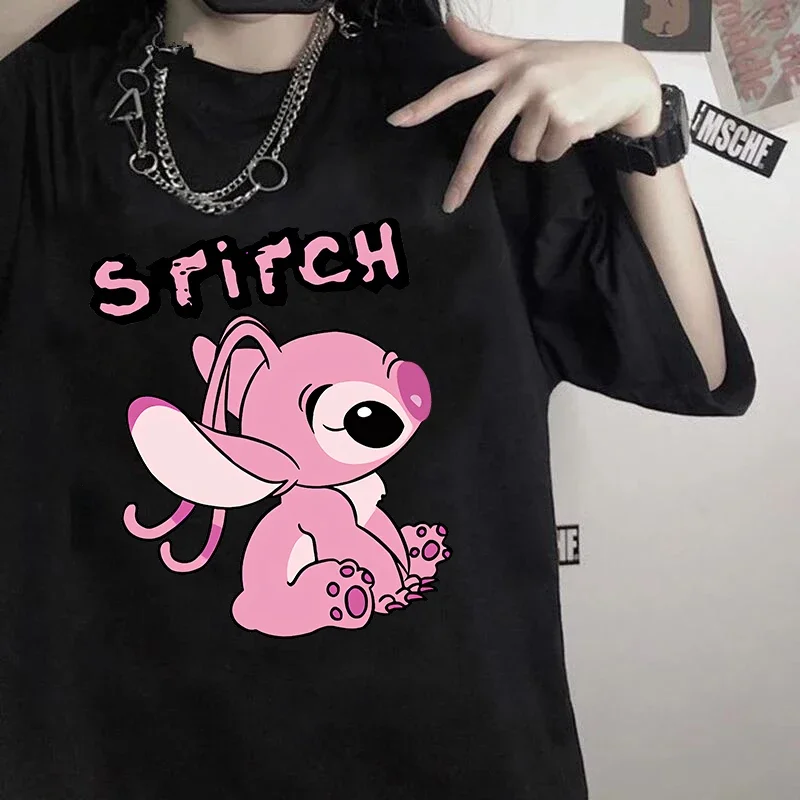 T-shirt dessin animé pour femme, Streetwear, Kawaii, Lilo Stitch, Y2k