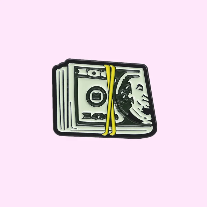 Creative Money Enamel Pin Banknote Shape Brooch Lapel Badge Clothes Backpack Decoration Money USD Symbol Accessories Jewelry