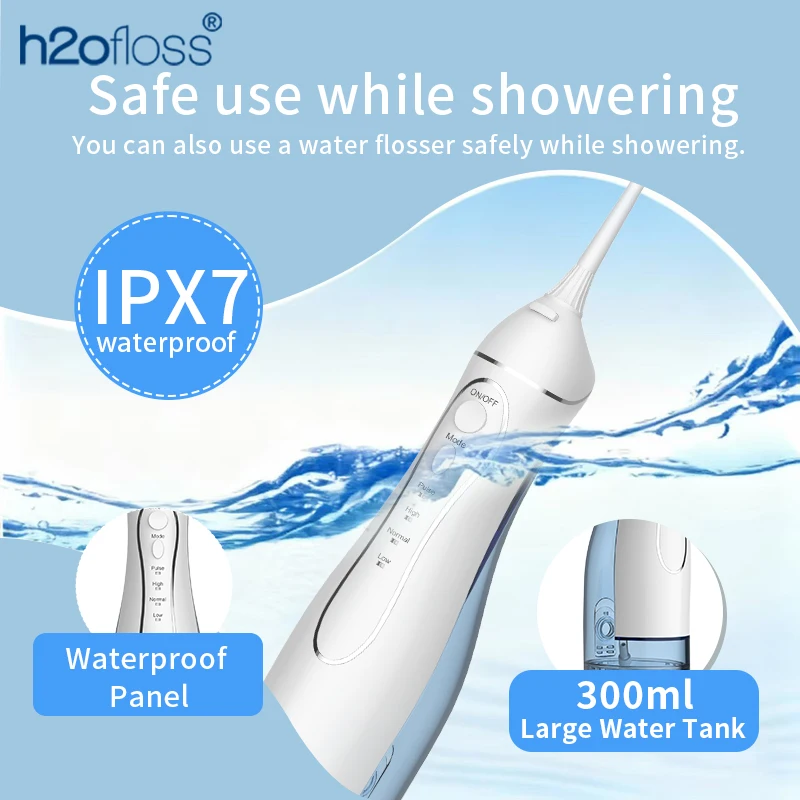 H2ofloss Water Flosser 300ml Oral Irrigator 140PSI with Gravity Ball Design 5 Modes 5 Tips USB Rechargeable for Teeth Cleaning view 5