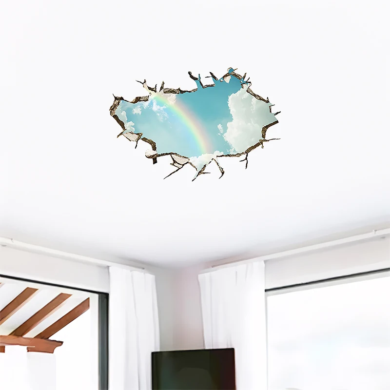 3D-Wandkunst Sternenhimmel-Wandbild mit Meteor und Halbmond, Wandaufkleber zur Heimdekoration für Ästhetische Raumgestaltung, Nachtsicht-Tapete