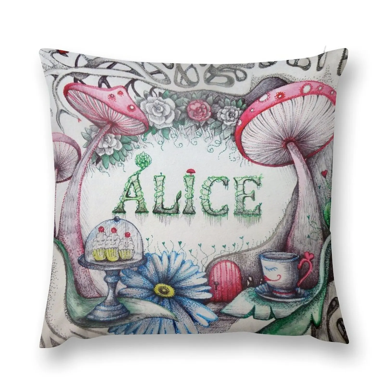 

alice in the woods name sketch Throw Pillow Decorative Cushions For Luxury Sofa Cushions pillow