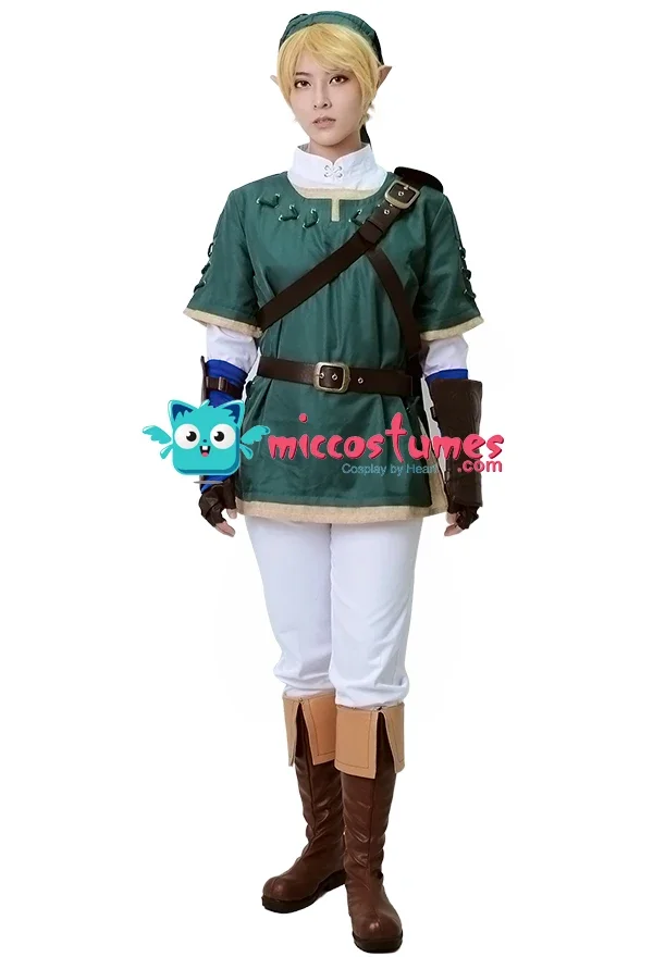 Miccostumes-Disfraz de princesa Link para hombre, disfraz de halloween, color verde