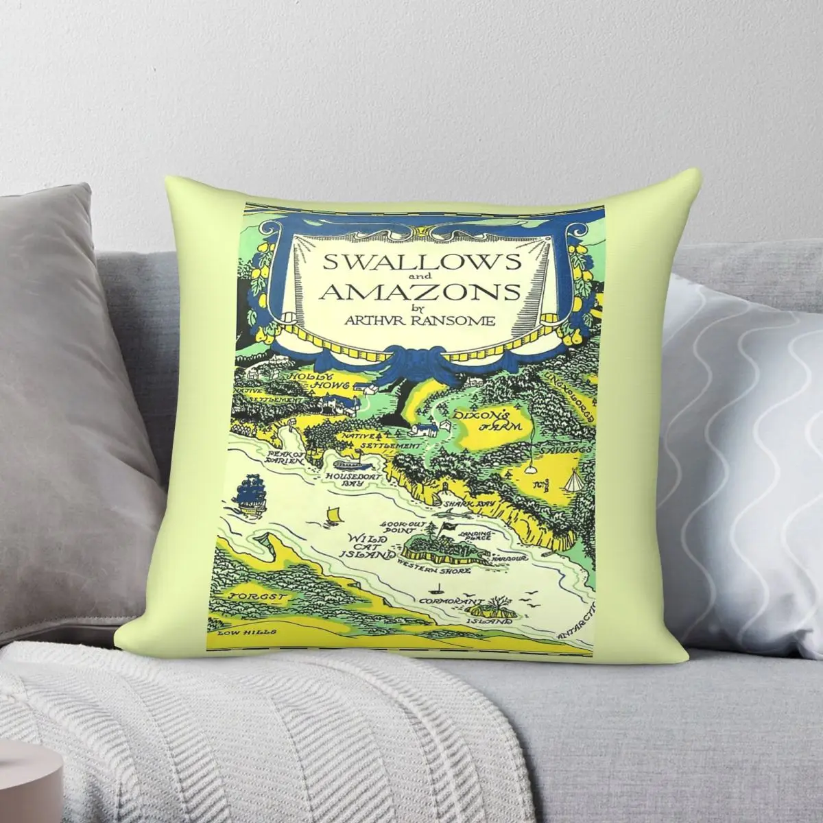 Swallows And Amazons Arthur Ransome Square Pillowcase Polyester Linen Velvet Pattern Decorative Throw Pillow Sofa Cushion Cover