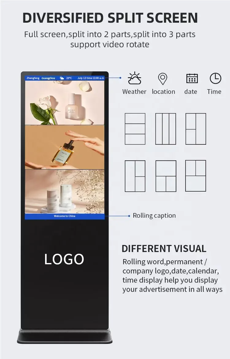 أفضل بيع 32 بوصة التجارية المنقولة LCD كشك المحمولة الإعلان الطوطم شاشة تعمل باللمس IP65 لأرضية المصعد الدائمة