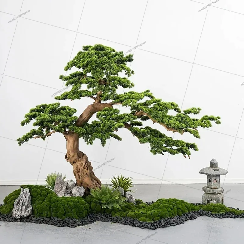 Welcome Pine Bonsai Large Pine  Fake Trees Decoration Entrance Decoration Green Plant Chinese Floor Podocarpus Macrophyllus