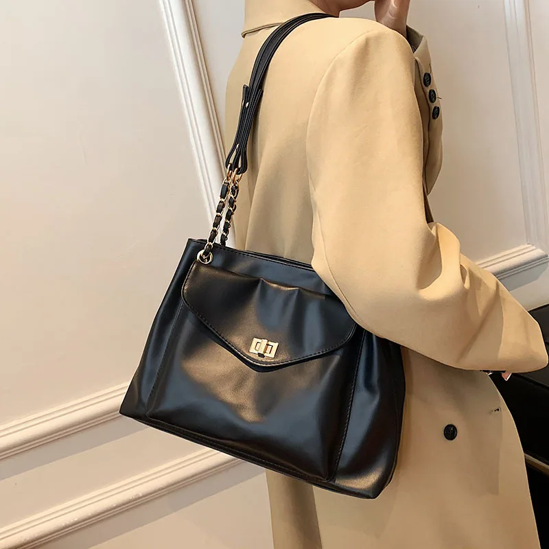 

Winter New Big Chain Shoulder Soft Leather Women's Bag Luxury Handbags High Quality Crossbody Designer Tote Bags for Women