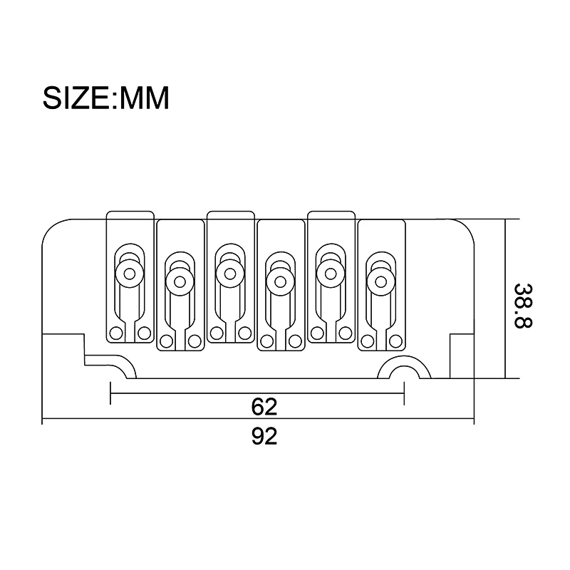 1Set Guitar Tremolo Bridge 92x38.8MM String Spacing 10.6MM 6 String Individual Saddle for ST Guitar Guitar Heavy Thickened Base
