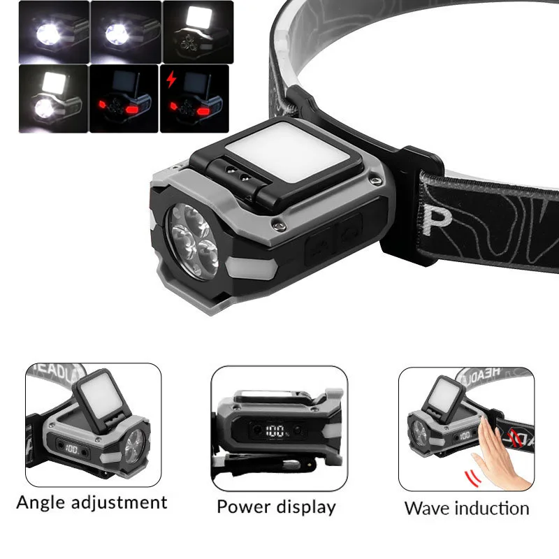 

Перезаряжаемый светодиодный передний налобный фонарь 1000LM, мощный фонарик с сенсорным зажимом для шляпы, водонепроницаемая лампа для кемпинга, рыбалки, фара