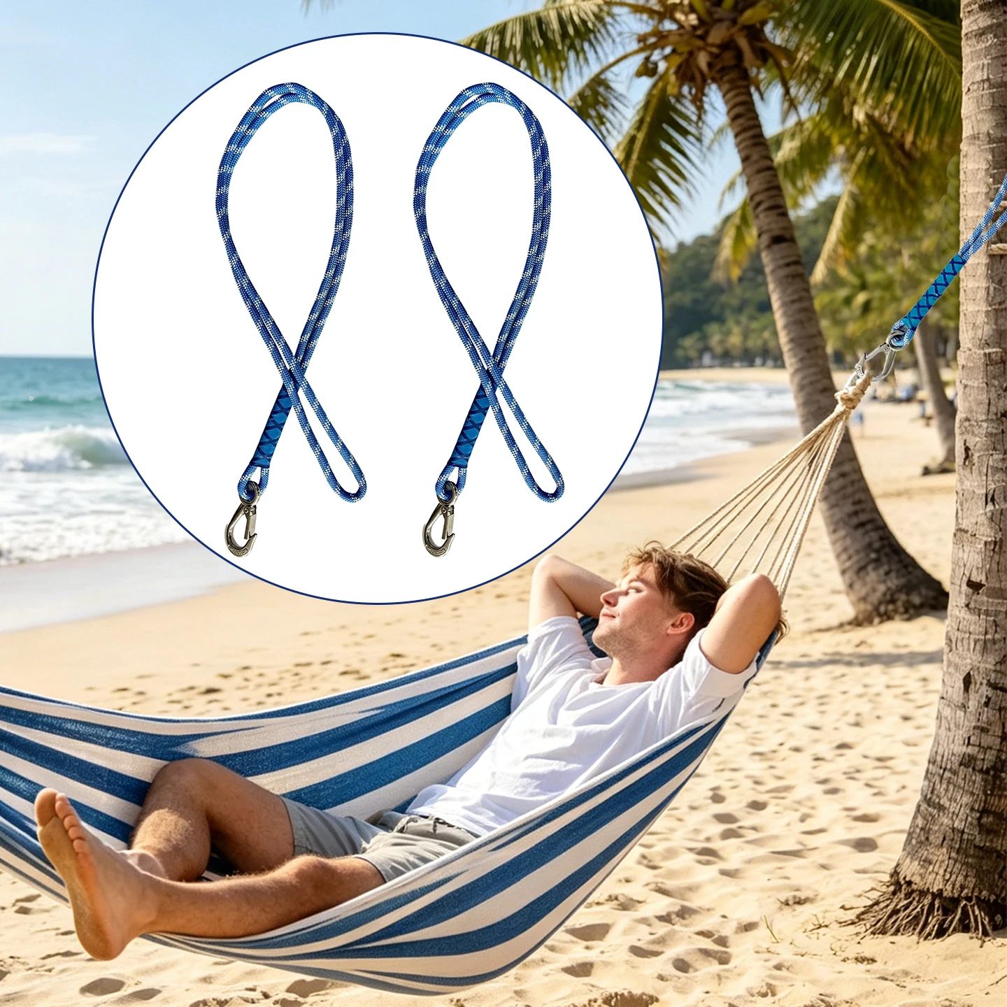 2pcs Stainless Steel Heavy-Duty Hook Loop Swing Suspension Rope, Hammock Chair Connection Straps, Outdoor Swing Yoga Tie-Down St