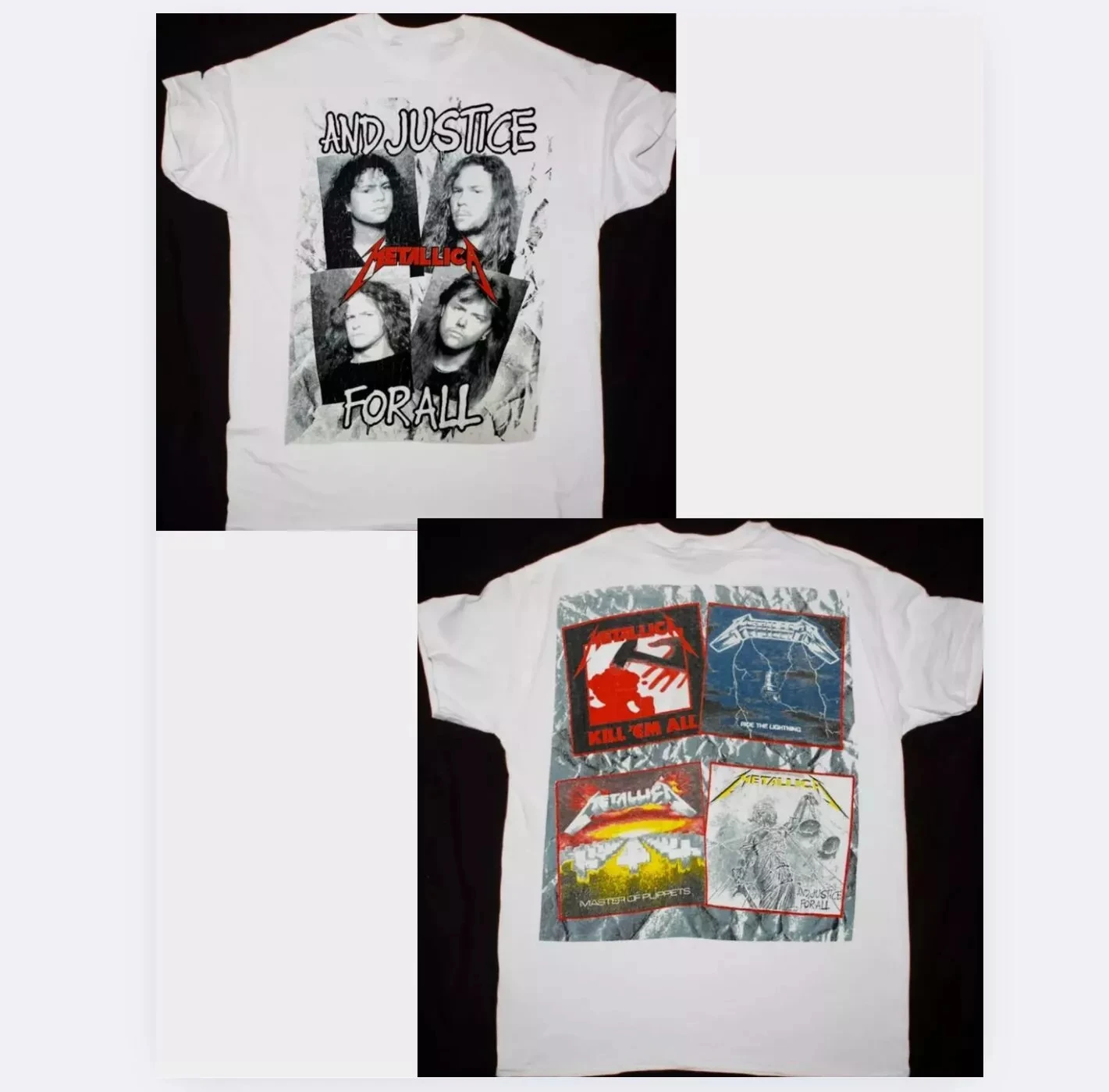 

METALLICA BAND AND JUSTICE FOR ALL БЕЛАЯ ФУТБОЛКА Американская футболка Мужская уличная хип-хоп рок с короткими рукавами Женский хлопковый топ