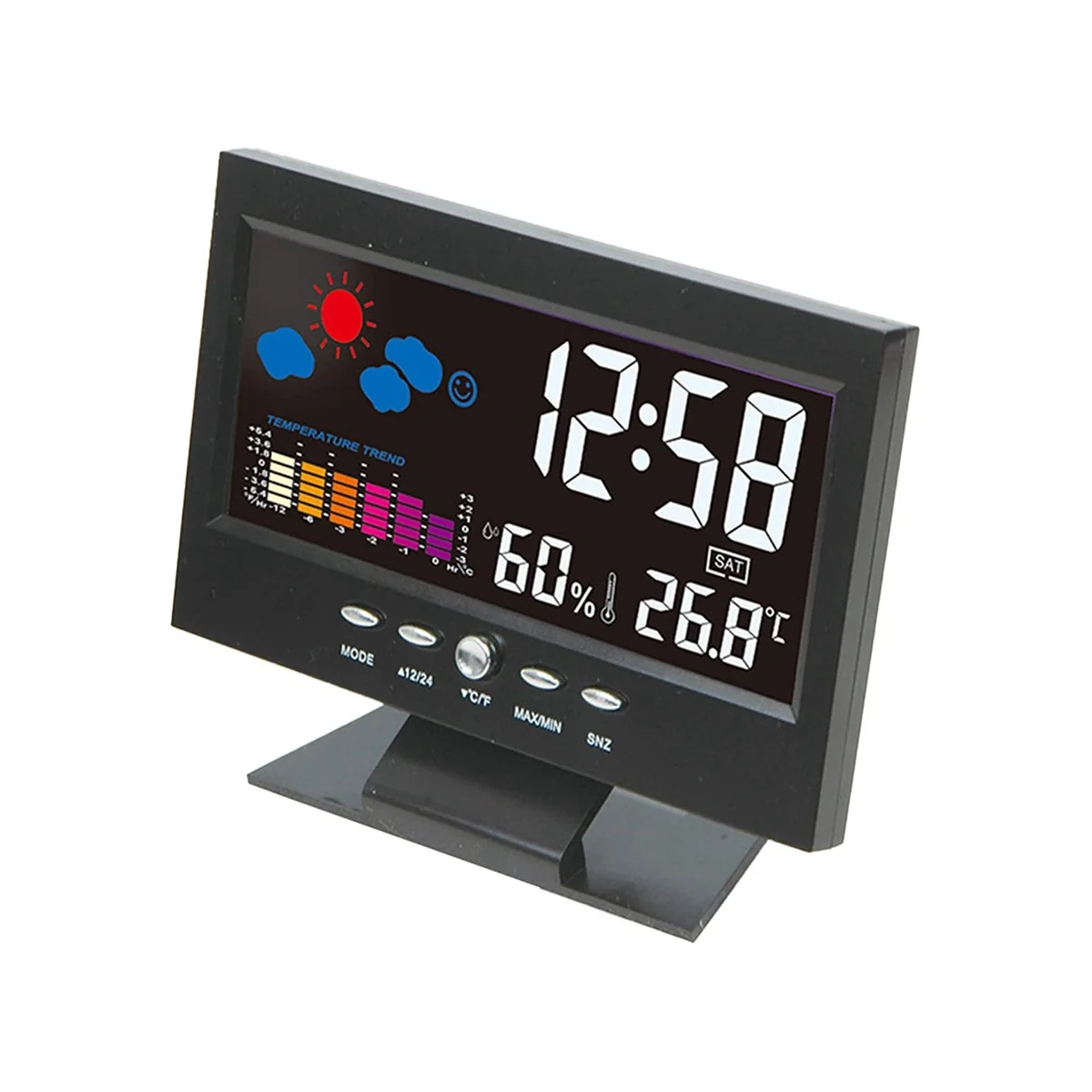 Temperature and Humidity Colour Screen Desk Clock, Wireless Weather Projections LCD Backlit Alarm Clock Sound