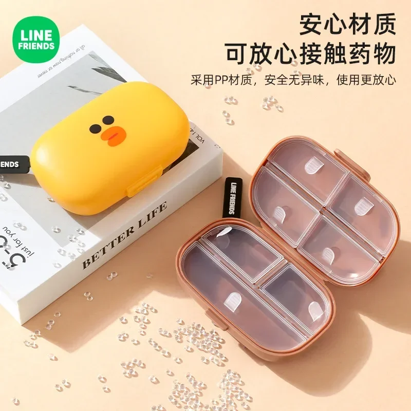 Line Friends Brown Sealed Pill Box Portable Repackaged Small Pill Box Sally Carries Home 7-day Mini Pills Medicine Pills Gifts