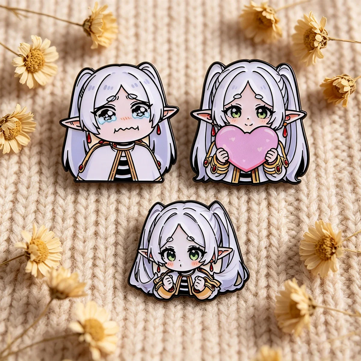 3-teiliges Set mit niedlichen Elfen-Emaille-Ansteckern, Manga-Anime-Broschen für Rucksäcke, Hüte, Reversnadeln, Abzeichen, Cosplay-Geschenke für Fans, schnelle Lieferung – Detail 3