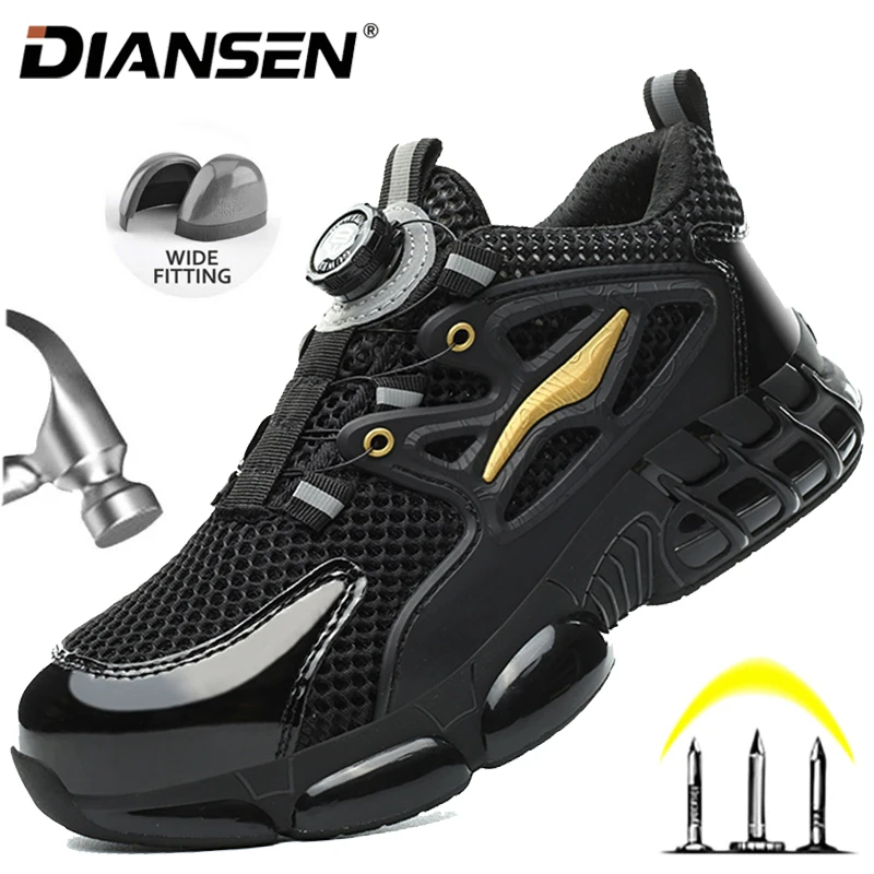 

Lightweight Steel Toe Safety Sneakers Mesh Upper Breathable Sneakers Anti-smash Anti-Puncture Outdoor Hiking Shoes Work Boots