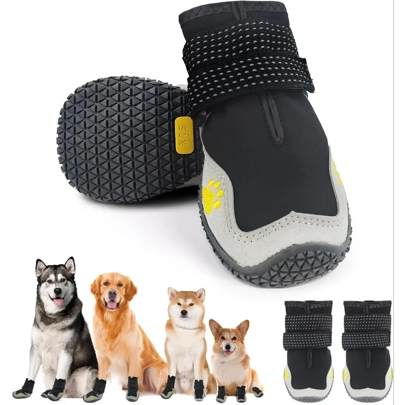 Waterproof Anti‑Slip Dog Boots Reflective Pet Shoes Wear‑Resistant Paw Protection For Medium Large Dogs