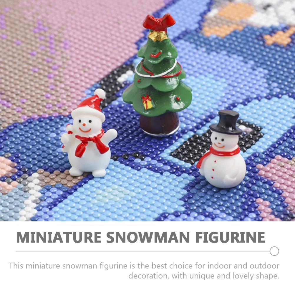 Ornamento de natal mini boneco de neve estátua micro paisagem ornamentos jogar casa brinquedos (chapéu preto + chapéu vermelho) 40 pçs resina de natal